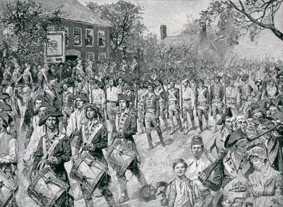 The Continental Army Marching Down the Old Bowery, New York, 25th November 1783, Illustration from 